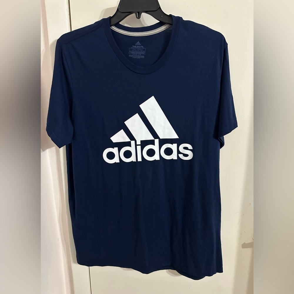 adidas Navy Short Sleeve Tee with White Logo